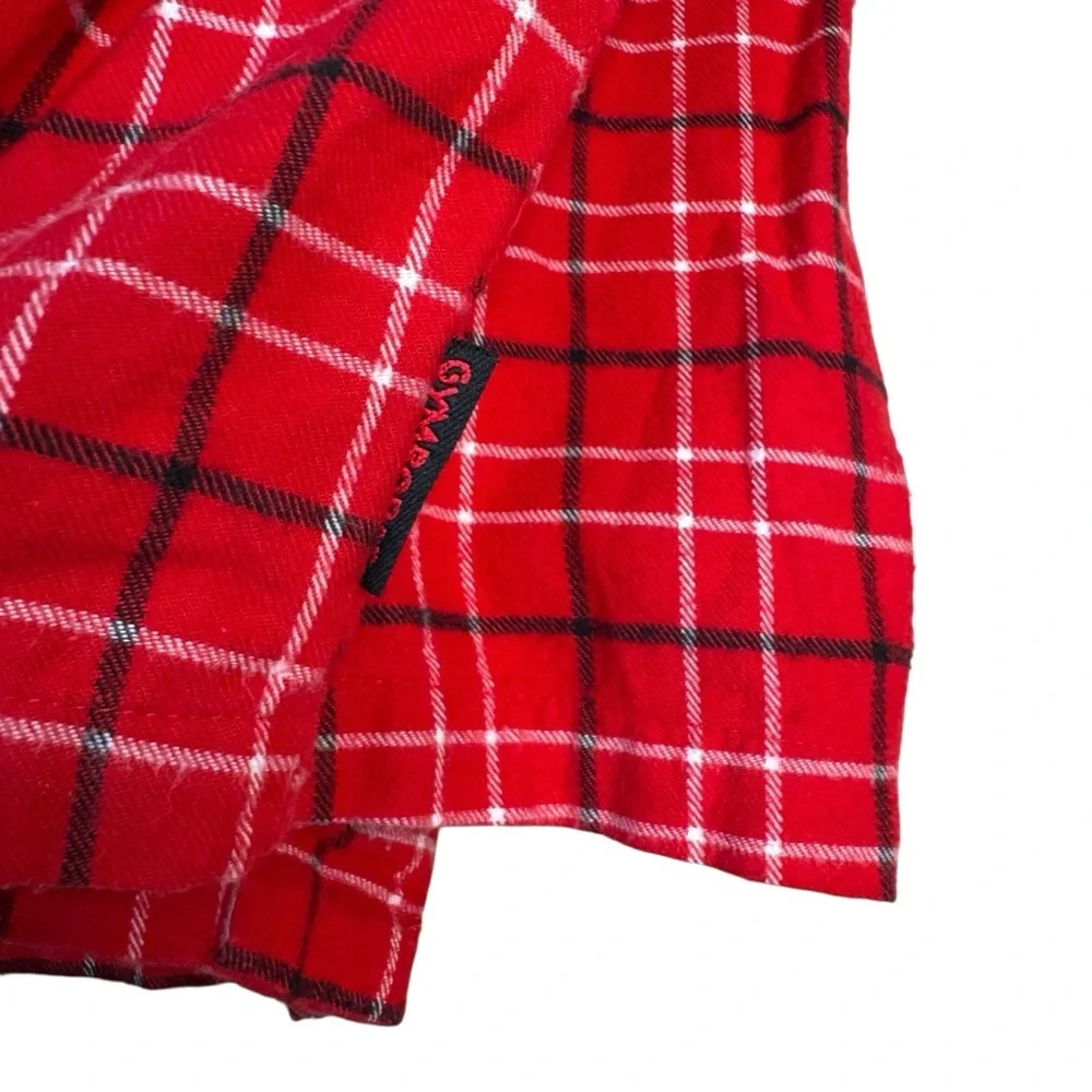 Vintage Gymboree Dress Flannel Plaid Black Red White Christmas Holiday S L19